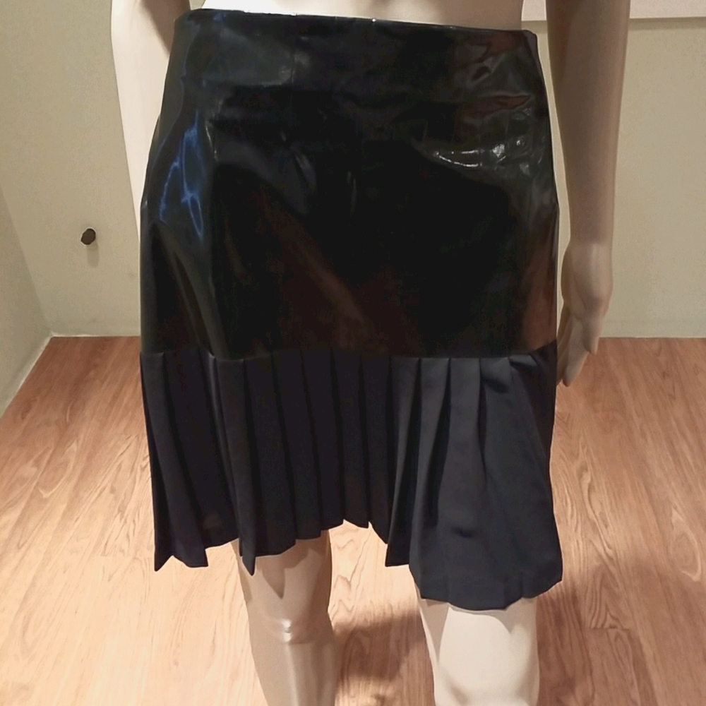 Dion Lee Faux Leather Skirt Pleated Bottom  US 10